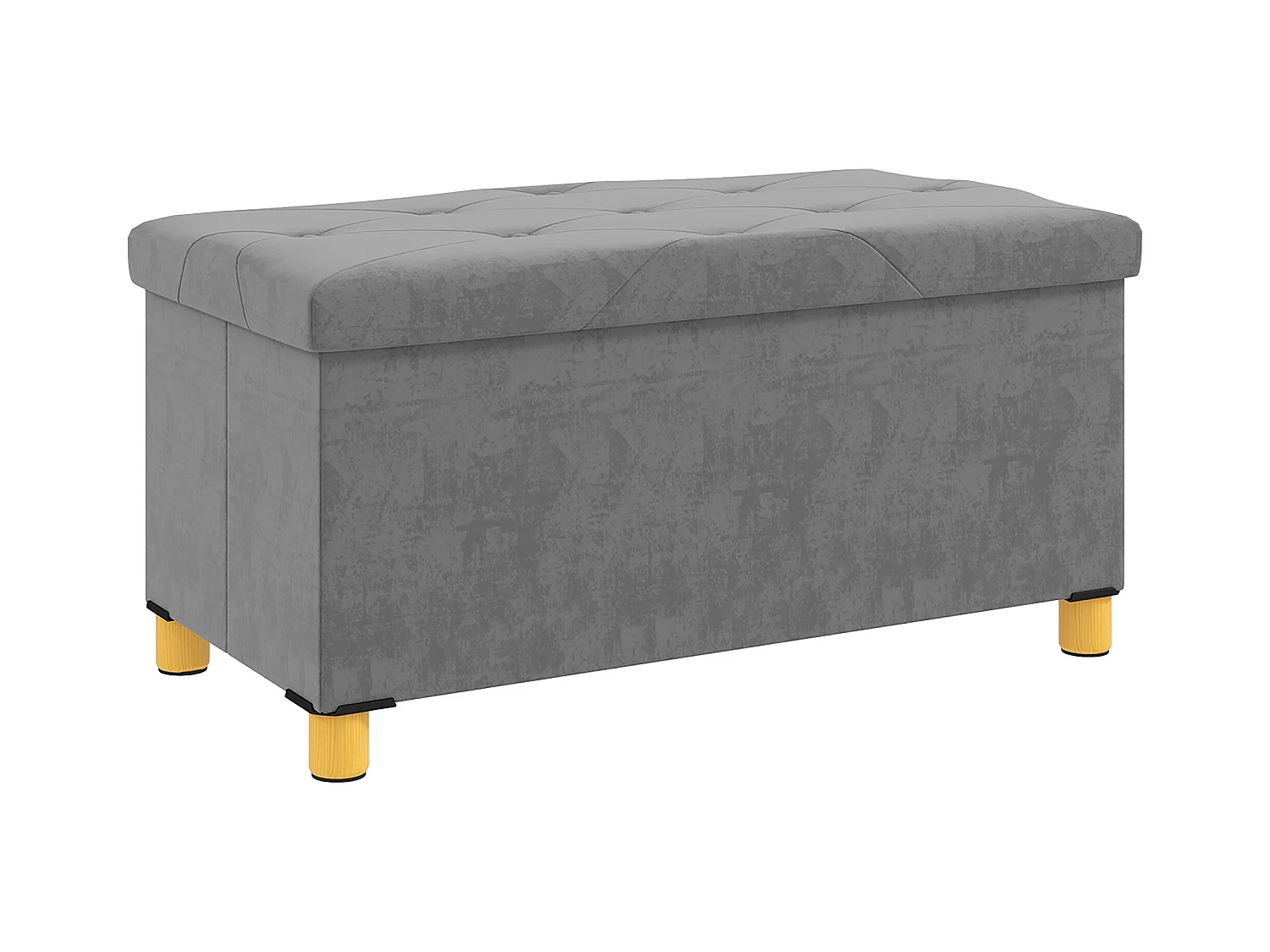 Banc de rangement pliable, design moderne, polyester, gris, avec assise rembourrée (76x38x38cm)