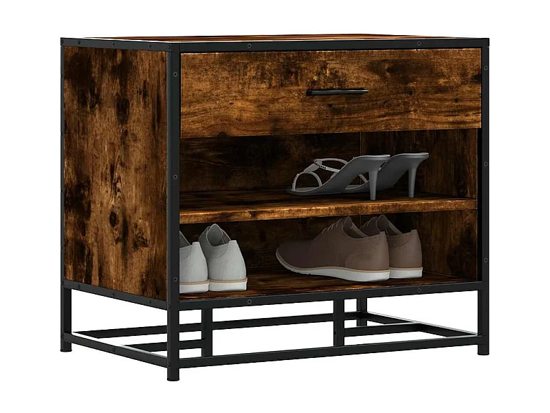 Banc à chaussures chêne fumé bois d'ingénierie et métal