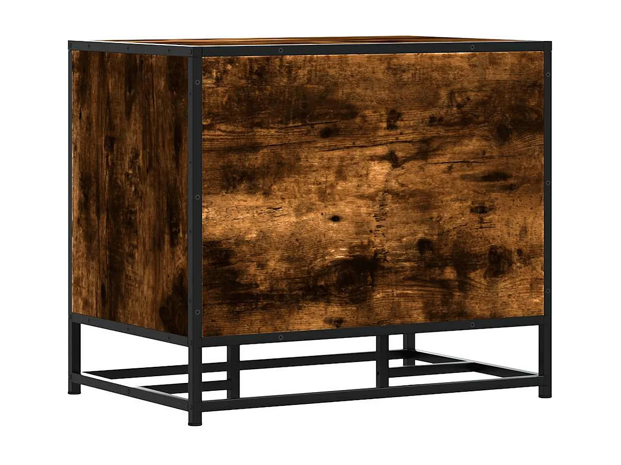 Panca portascarpe in rovere affumicato, legno ingegnerizzato e metallo