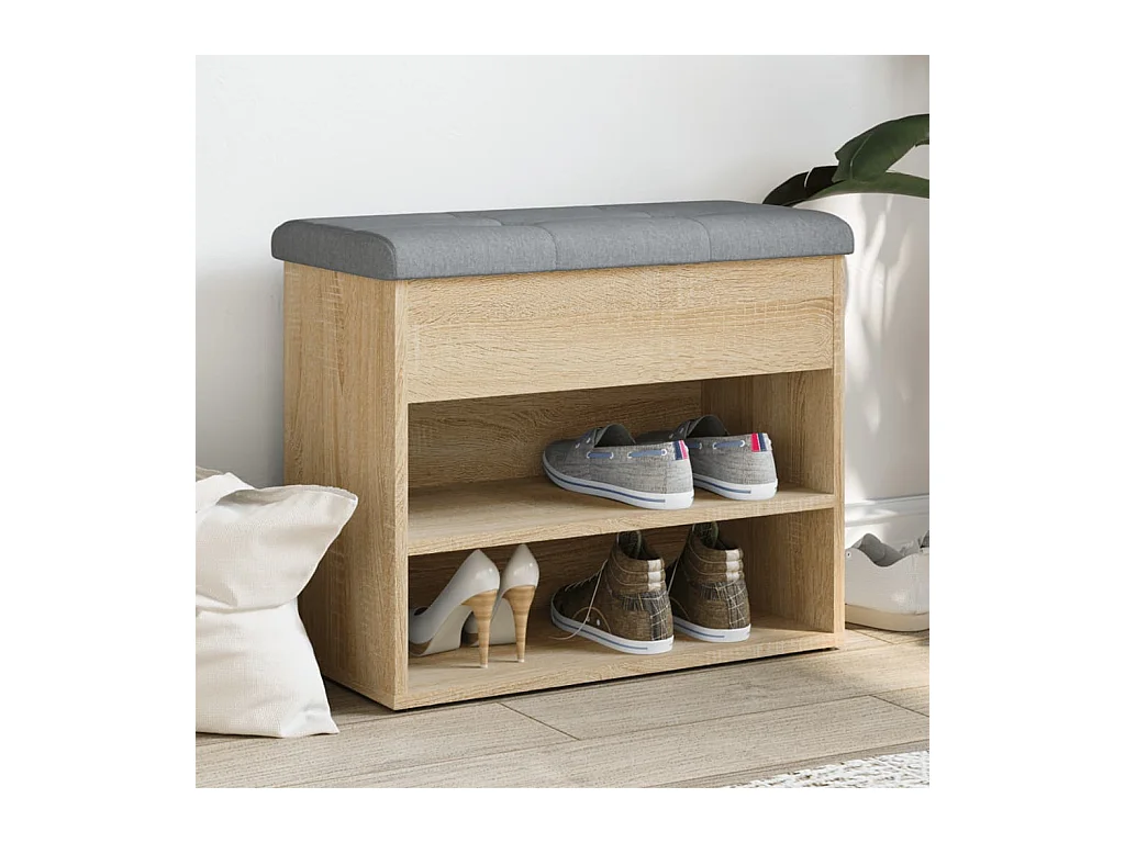 Schuhbank aus Sonoma-Eiche, 62 x 32 x 50 cm, Holzwerkstoff