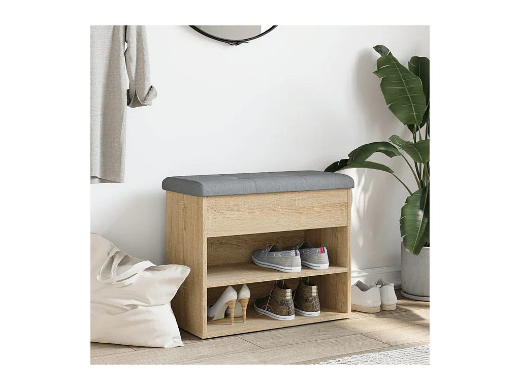 Schuhbank aus Sonoma-Eiche, 62 x 32 x 50 cm, Holzwerkstoff
