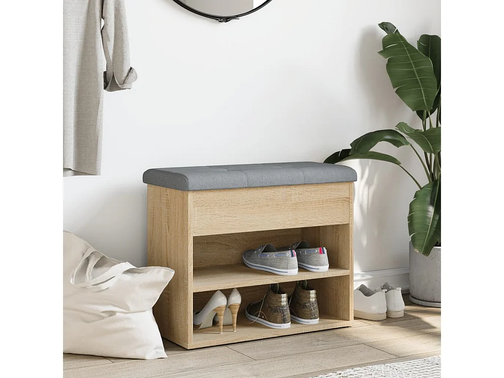 Panca portascarpe in rovere Sonoma 62x32x50 cm in legno ingegnerizzato