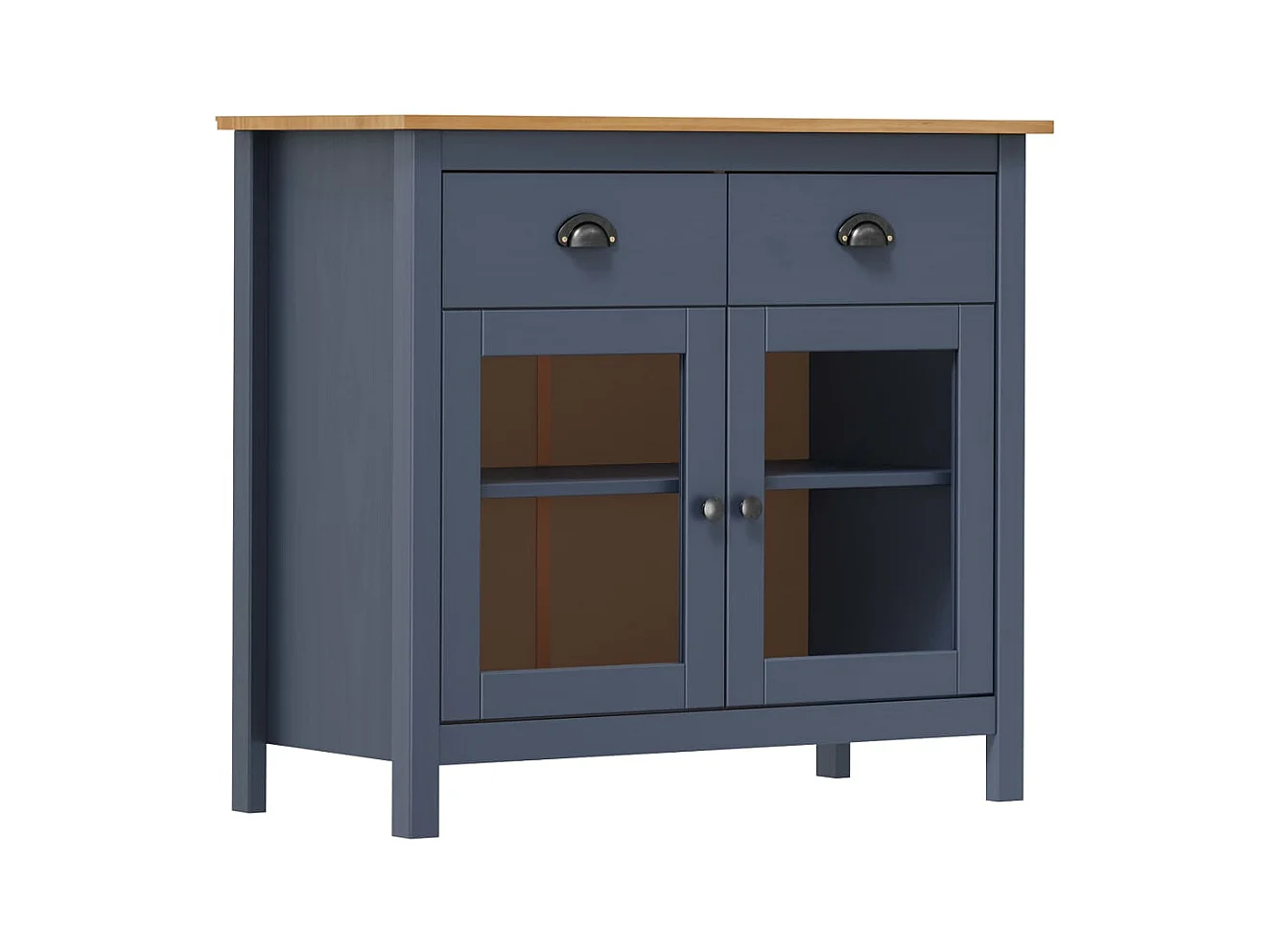 Buffet Hill Gris 90x40x80 cm Bois de pin solide
