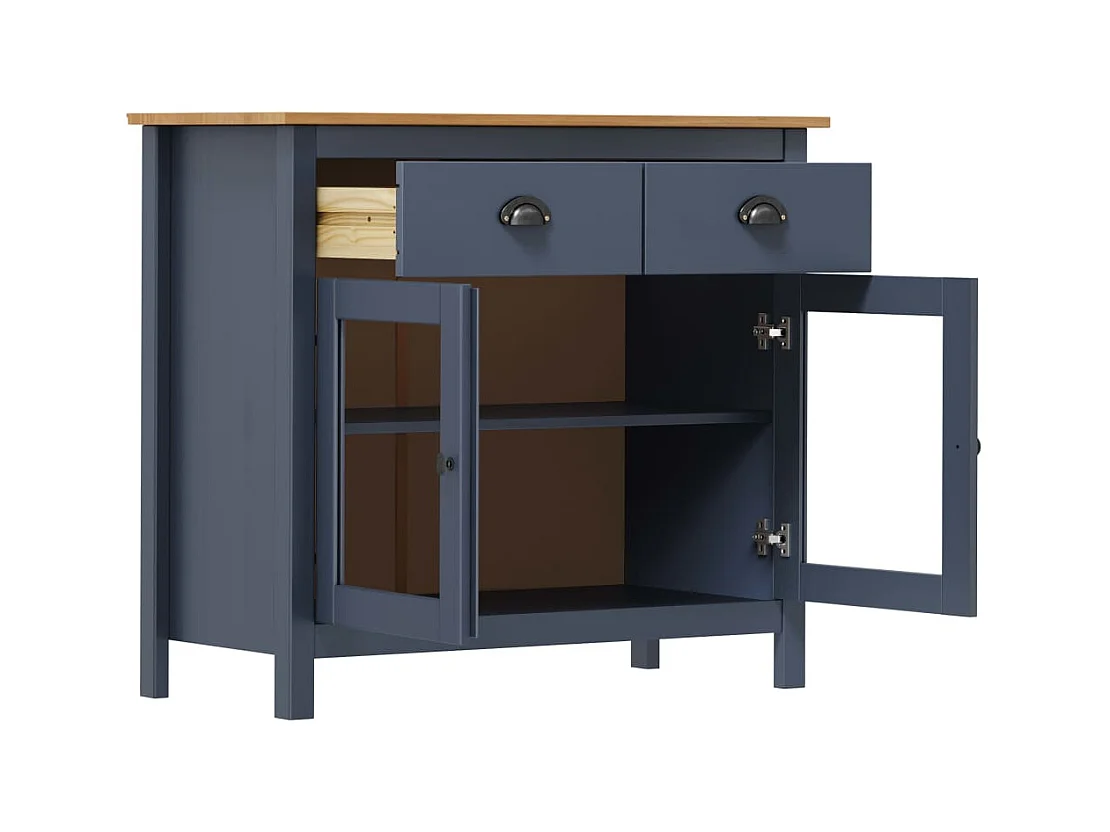 Buffet Hill Gris 90x40x80 cm Bois de pin solide