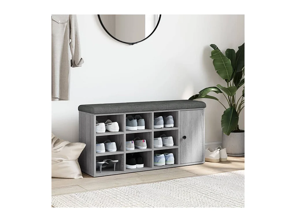 Banc à chaussures sonoma gris 102x32x50 cm bois d'ingénierie