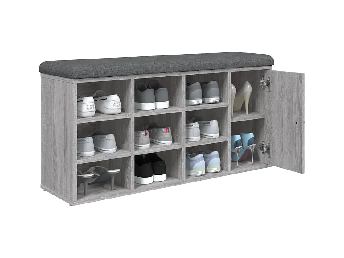 Banc à chaussures sonoma gris 102x32x50 cm bois d'ingénierie