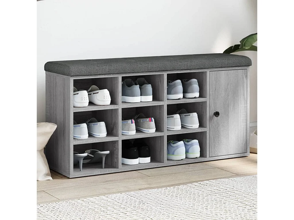 Banco zapatero Sonoma gris 102x32x50 cm madera de ingeniería