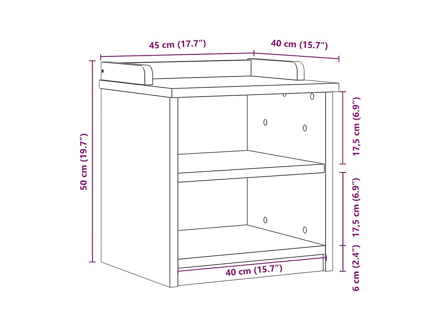 Banc de couloir SANDNES 45x40x50 cm bois de pin massif
