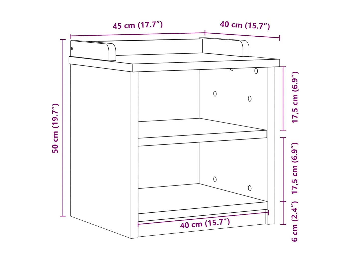 Banc de couloir SANDNES 45x40x50 cm bois de pin massif