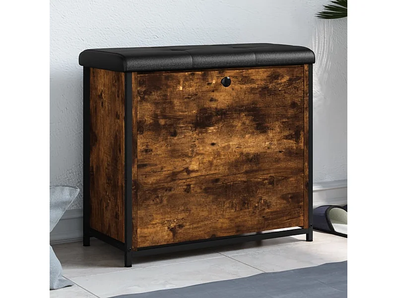 Schoenenbank met uitklapbare lade gerookt eiken 62x32x56 cm