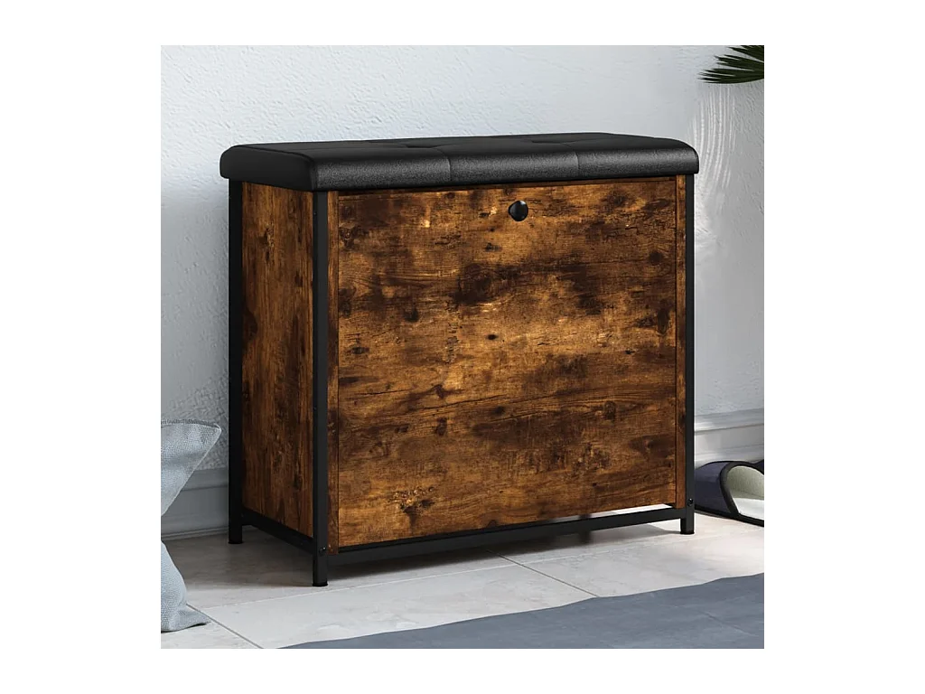 Schoenenbank met uitklapbare lade gerookt eiken 62x32x56 cm