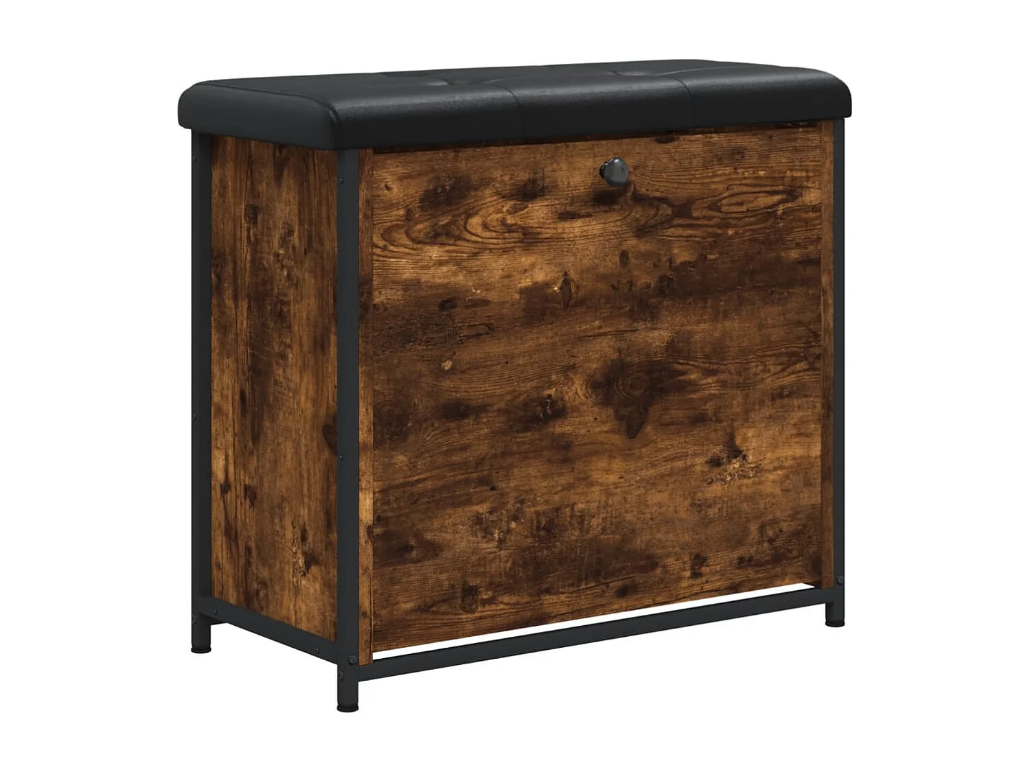 Panca portascarpe con cassetto ribaltabile rovere affumicato 62x32x56 cm