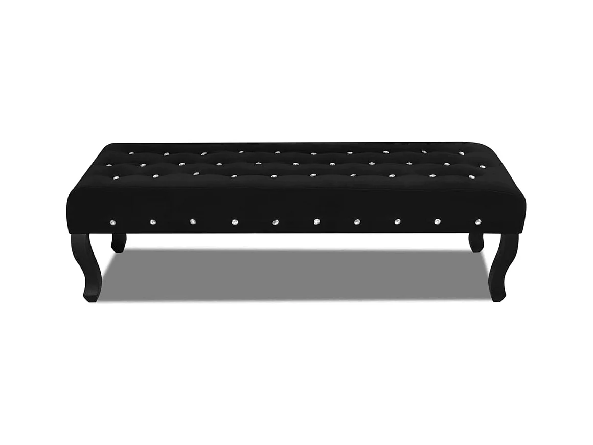 Panca in velluto nero con bottoni in cristallo