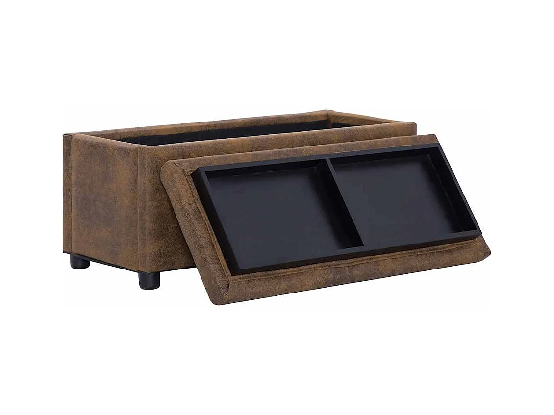 Sitzhocker mit Stauraum 87,5 cm Braun Wildlederimitat