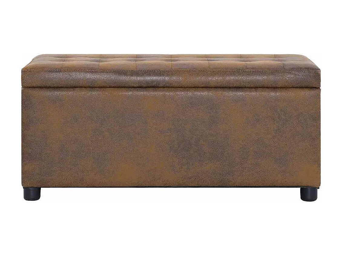 Pouf contenitore 87,5 cm Marrone Pelle scamosciata sintetica