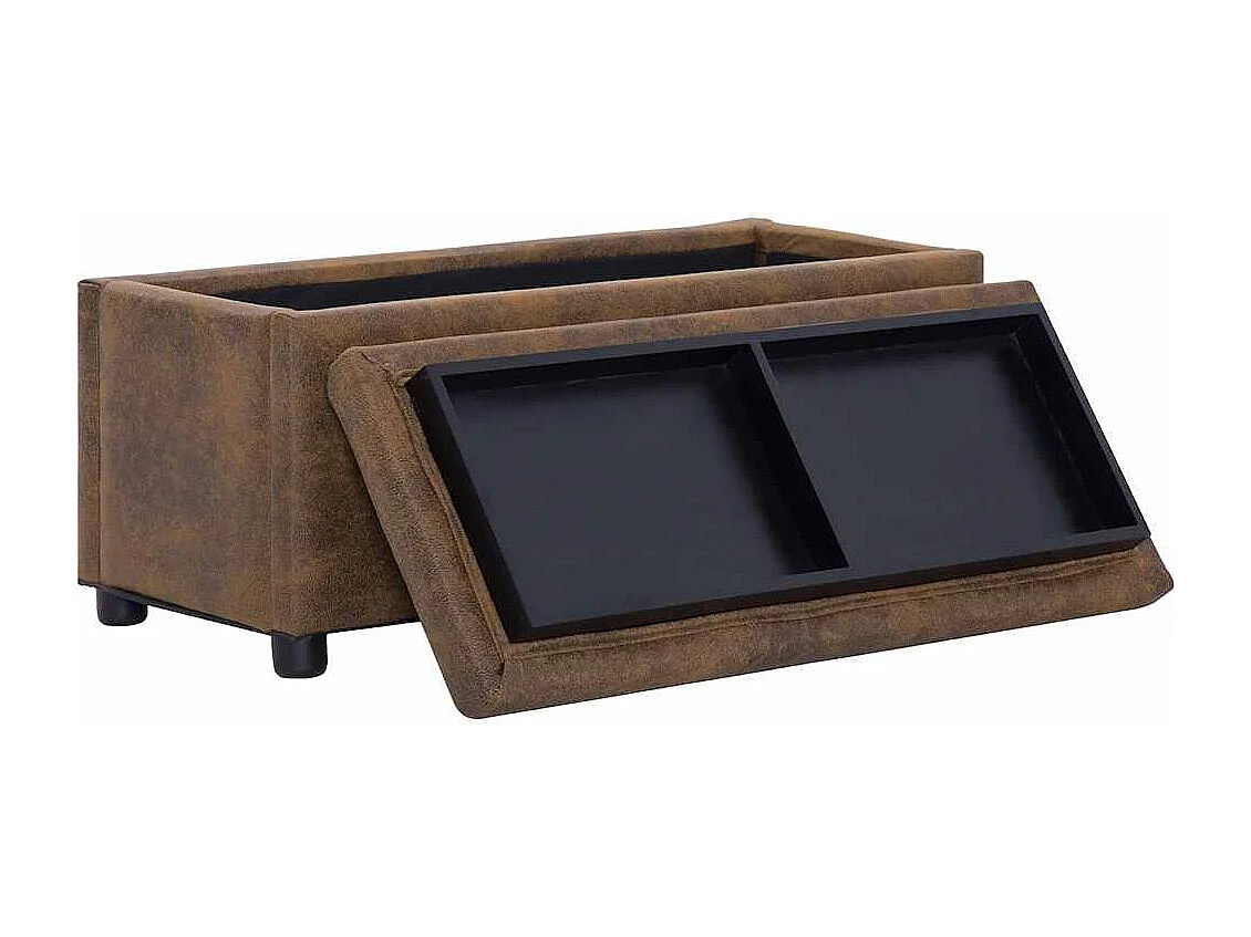 Pouf contenitore 87,5 cm Marrone Pelle scamosciata sintetica