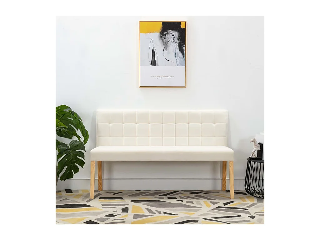 Banc 140 cm Crème Velours