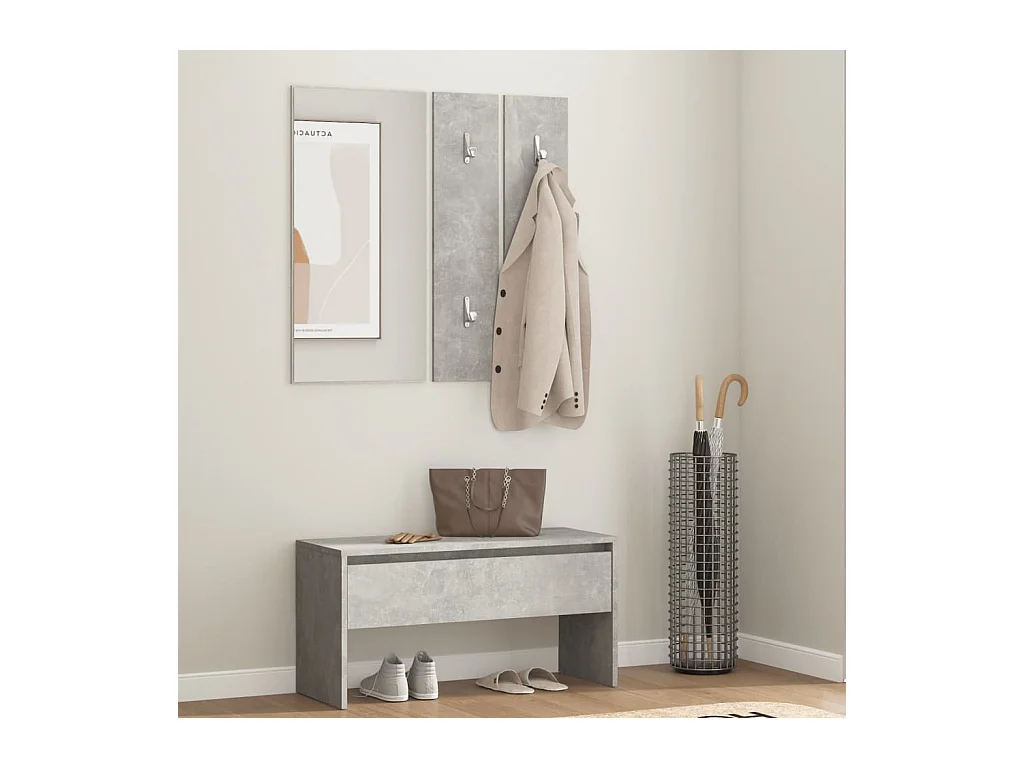 Betongraues Flurmöbel-Set aus Holzwerkstoff