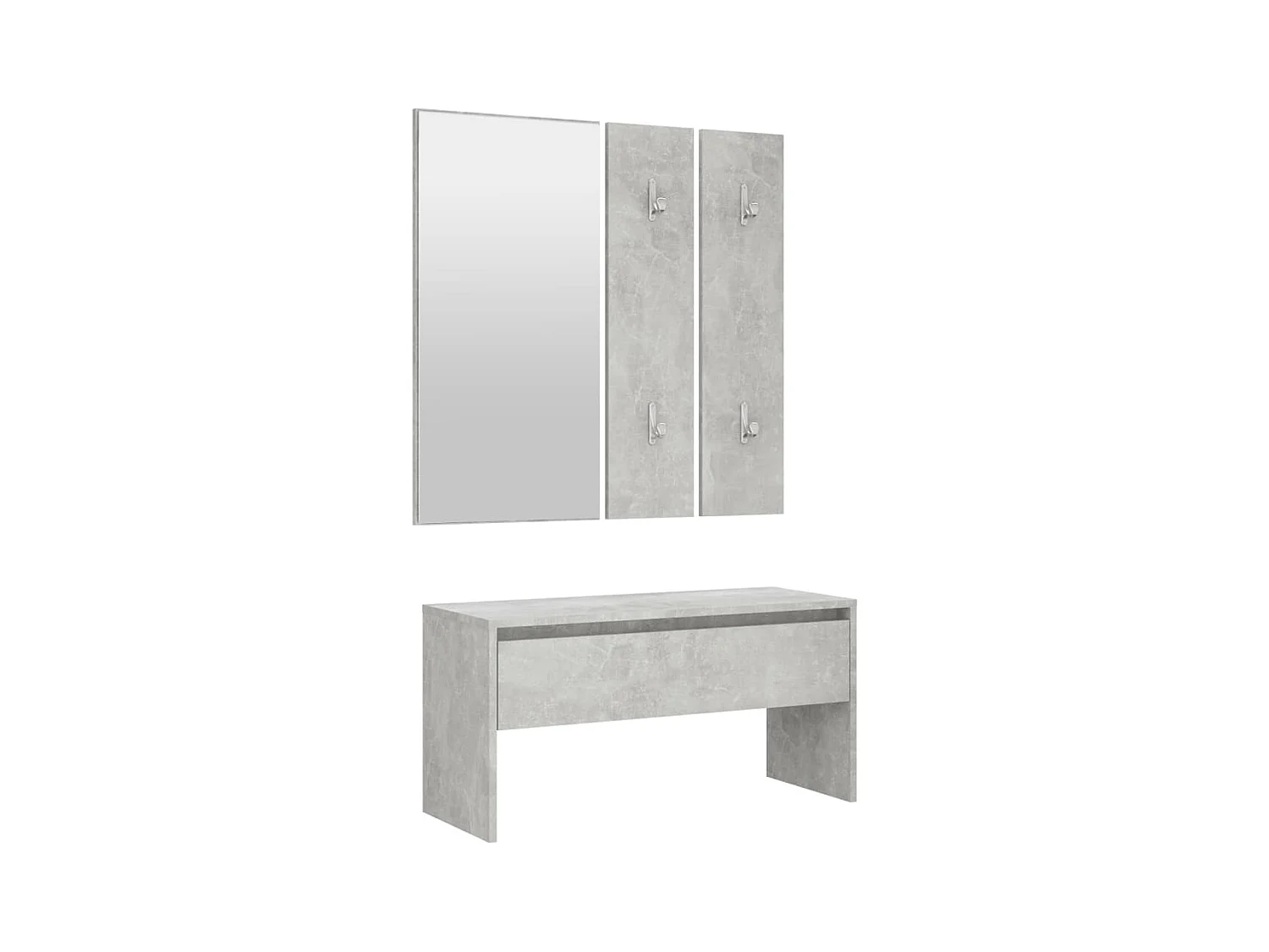 Betongraues Flurmöbel-Set aus Holzwerkstoff