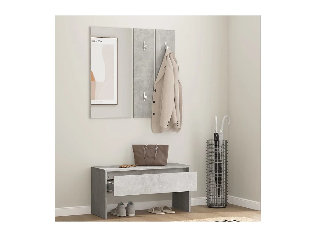 Betongraues Flurmöbel-Set aus Holzwerkstoff