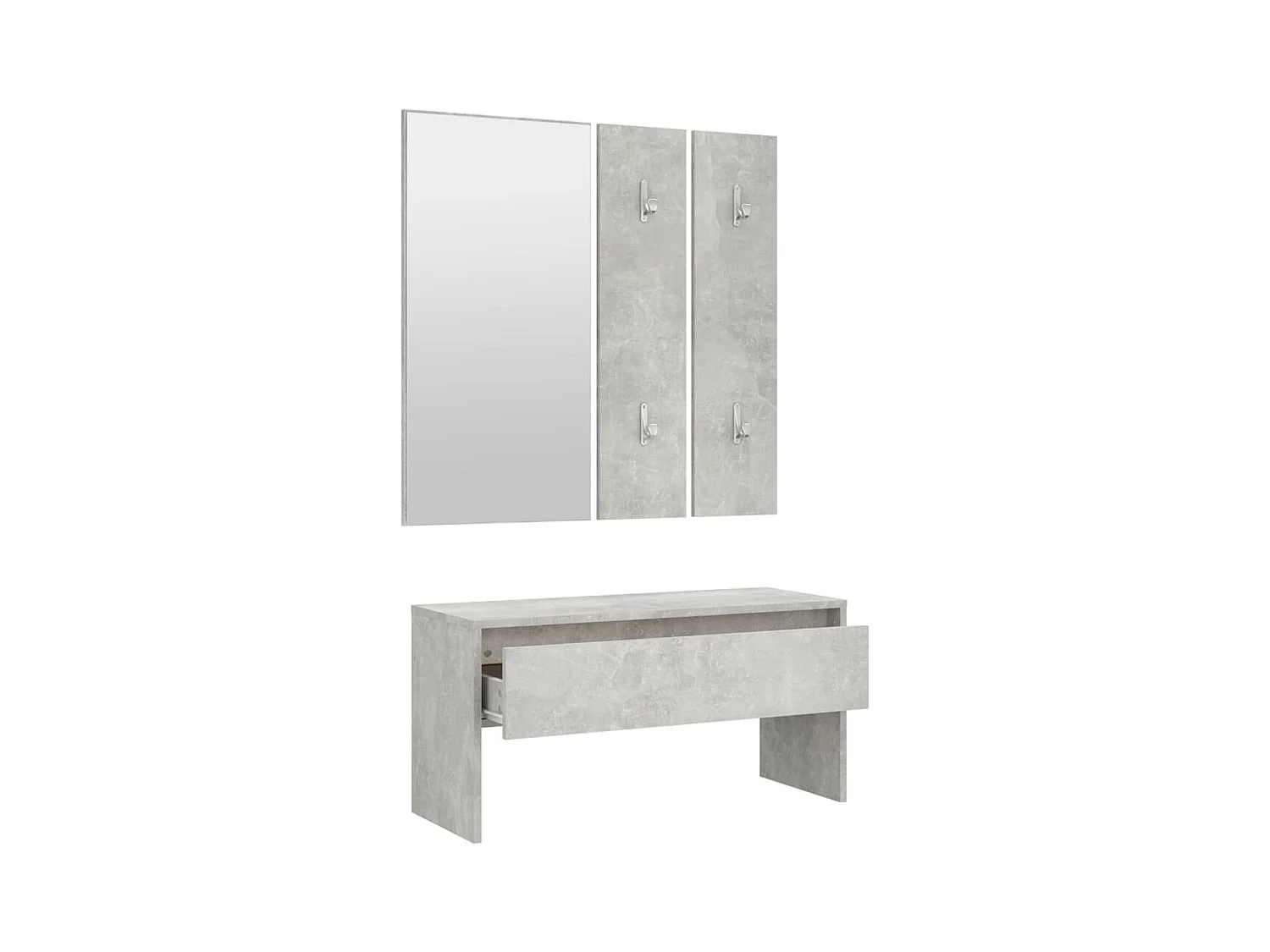 Betongraues Flurmöbel-Set aus Holzwerkstoff