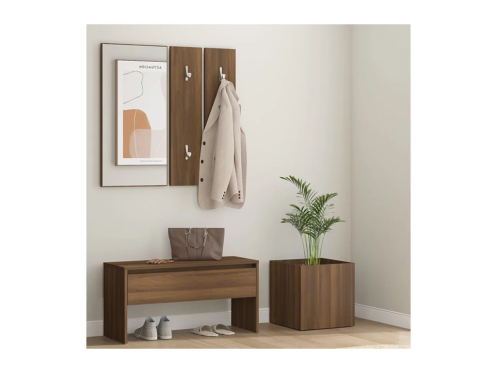 Conjunto de muebles de recibidor de madera de ingeniería de roble marrón