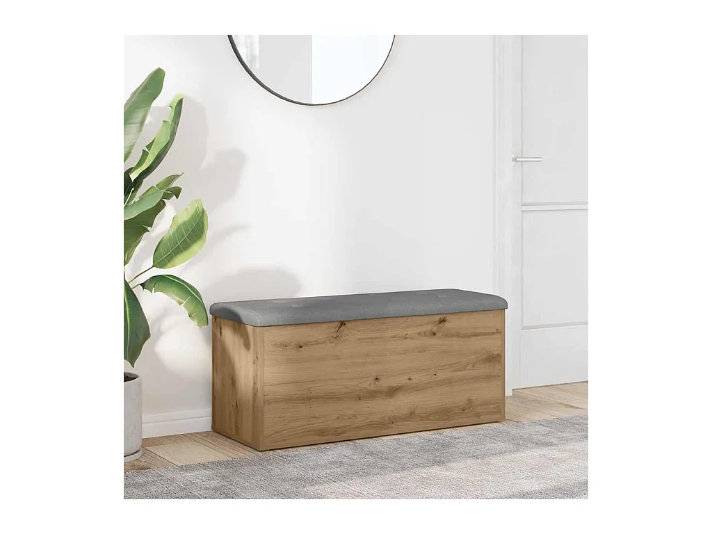 Banc de rangement chêne artisanal 102x42x45cm bois d'ingénierie