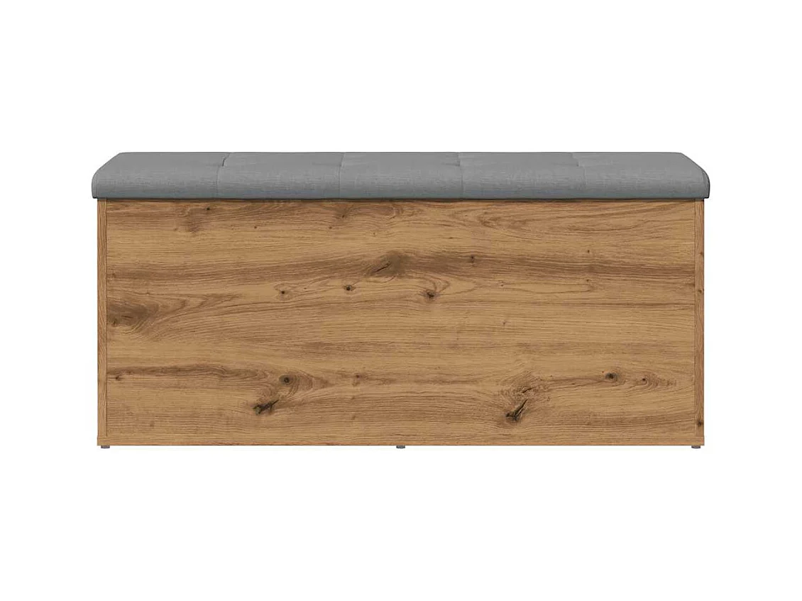 Banc de rangement chêne artisanal 102x42x45cm bois d'ingénierie