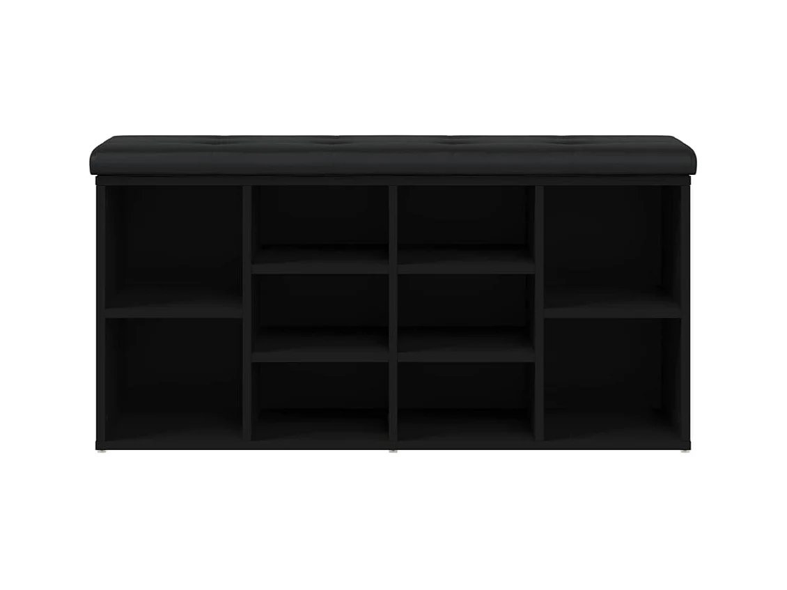 Panca portascarpe nera 102x32x50 cm in legno ingegnerizzato