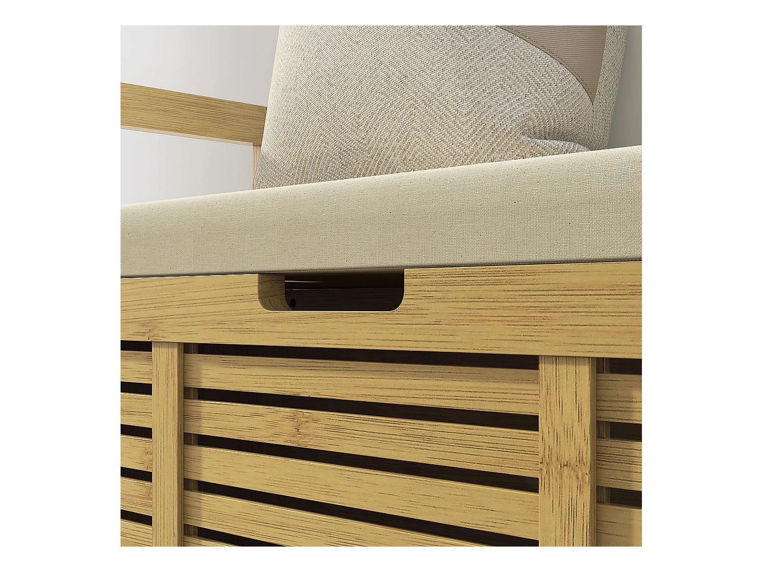 Banco zapatero con almacenaje integrado y estante plegable, fabricado en bambú, color madera natural (100x40x60cm)