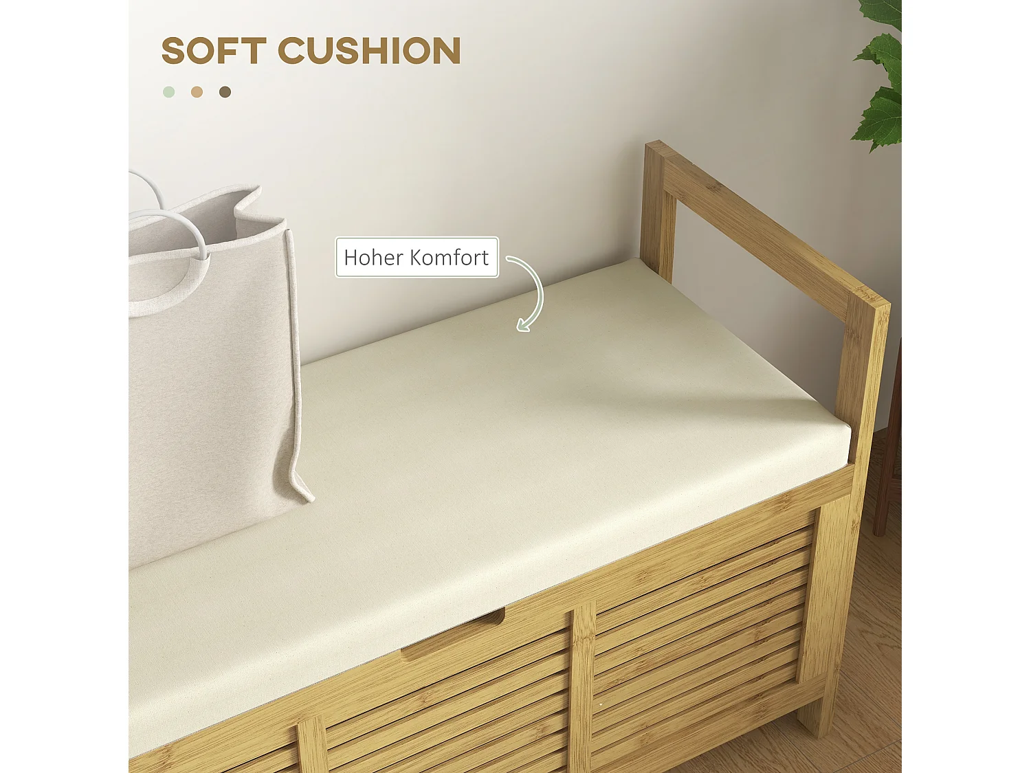 Banc à chaussures avec rangement intégré et tablette rabattable, en bambou, couleur bois naturel (100x40x60cm)