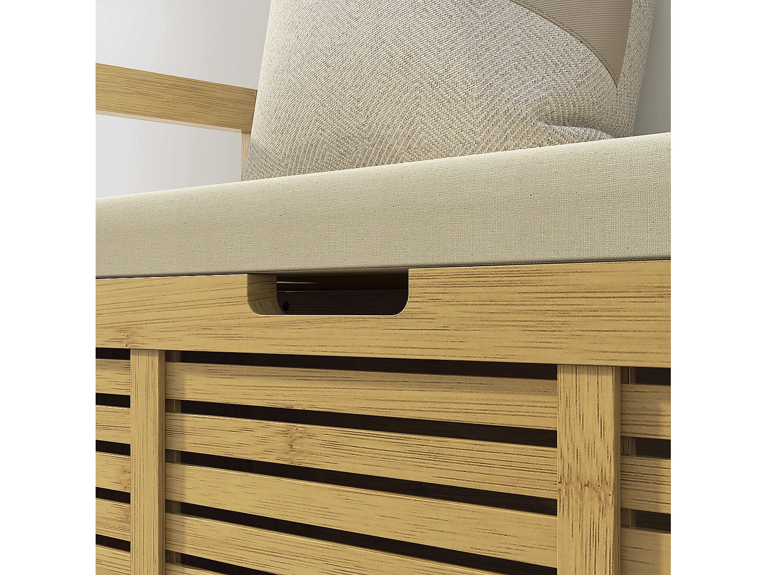 Banc à chaussures avec rangement intégré et tablette rabattable, en bambou, couleur bois naturel (100x40x60cm)