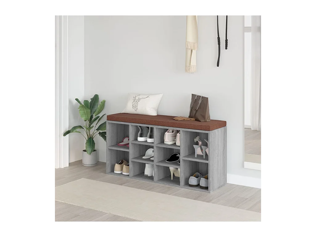 Sonoma Grijze Schoenenbank 103x30x48 cm Gemaakt van Bewerkt Hout