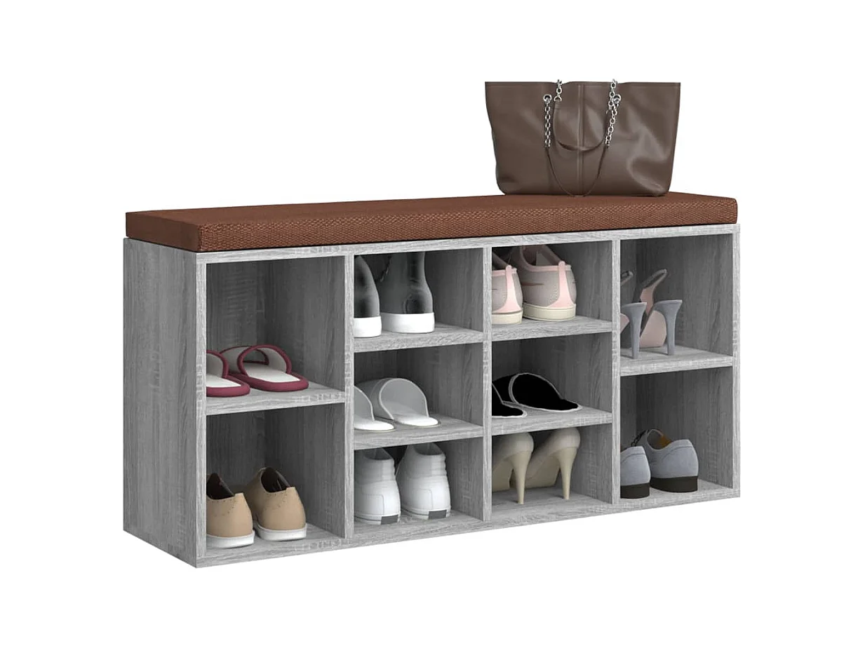 Sonoma Grijze Schoenenbank 103x30x48 cm Gemaakt van Bewerkt Hout