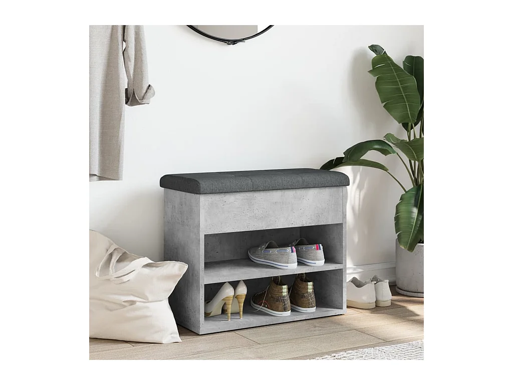 Betongraue Schuhbank 62x32x50 cm Holzwerkstoff
