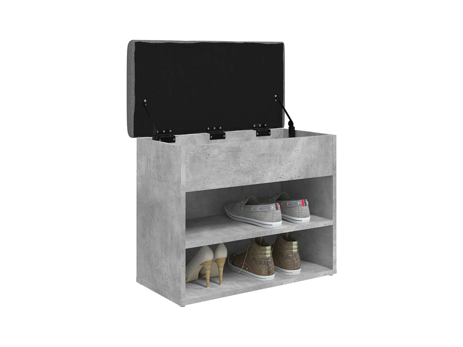 Betongraue Schuhbank 62x32x50 cm Holzwerkstoff