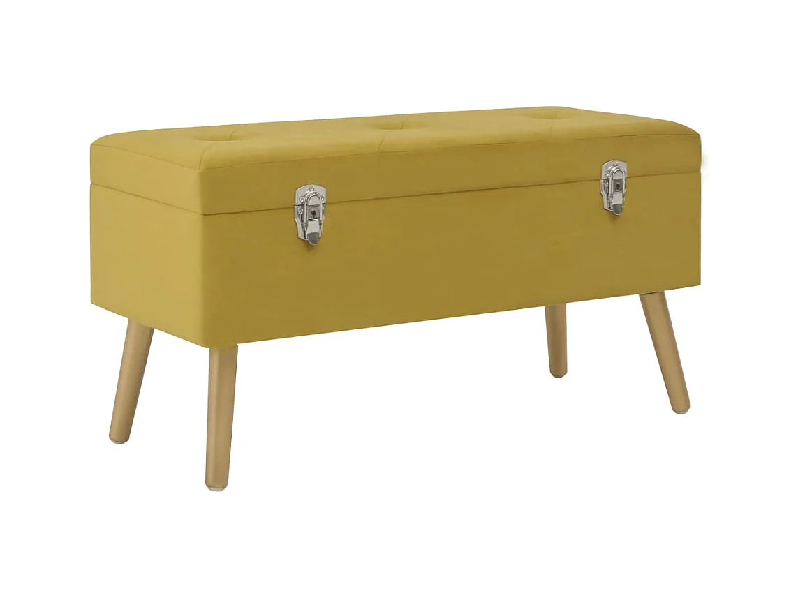 Banc avec compartiment de rangement 80cm Jaune moutarde Velours