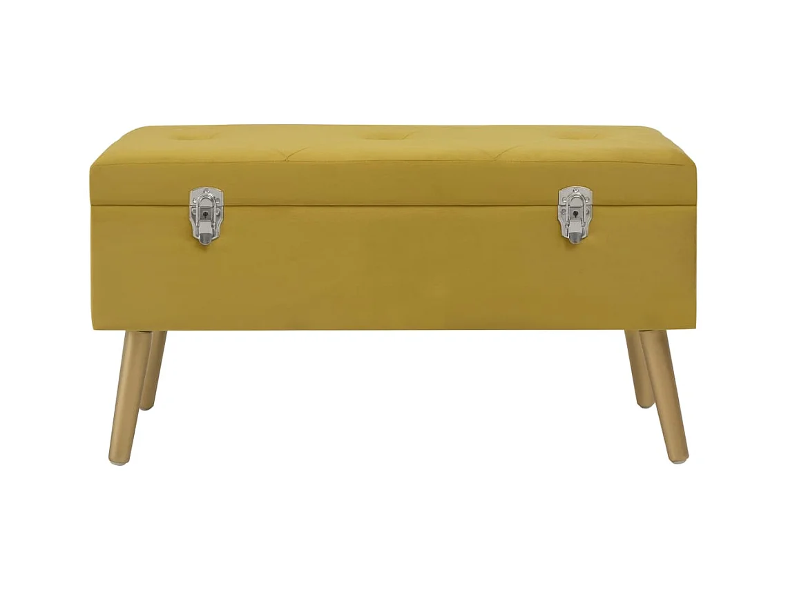 Banc avec compartiment de rangement 80cm Jaune moutarde Velours