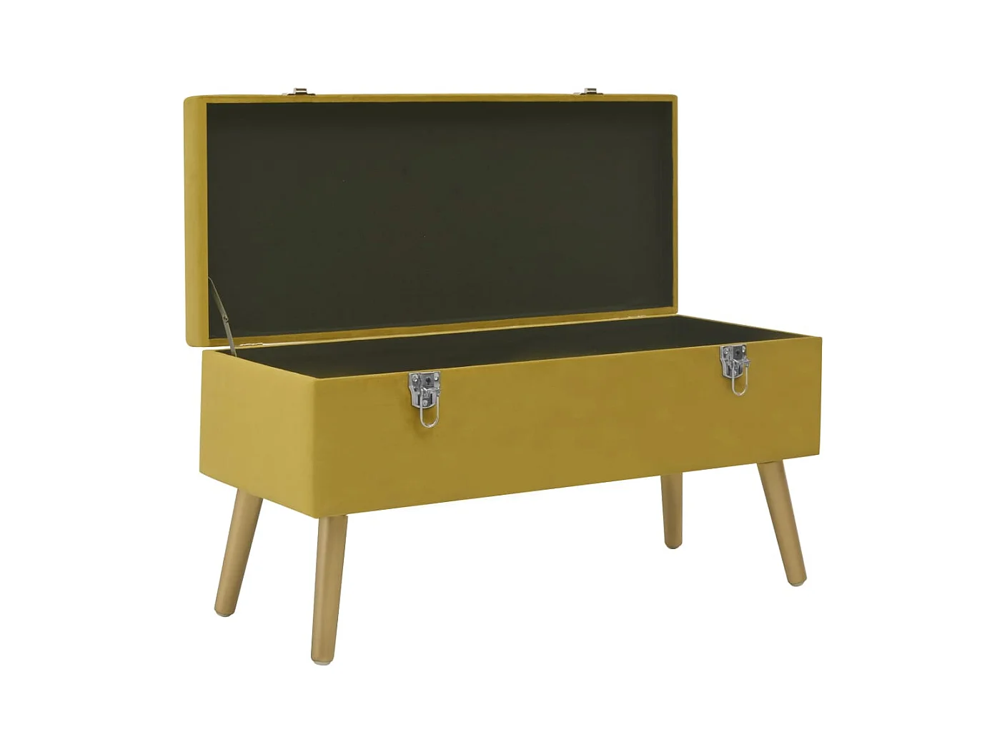 Banc avec compartiment de rangement 80cm Jaune moutarde Velours