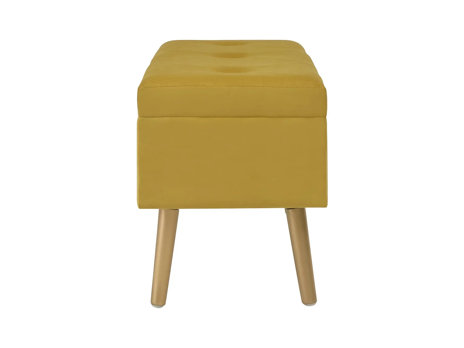 Banc avec compartiment de rangement 80cm Jaune moutarde Velours