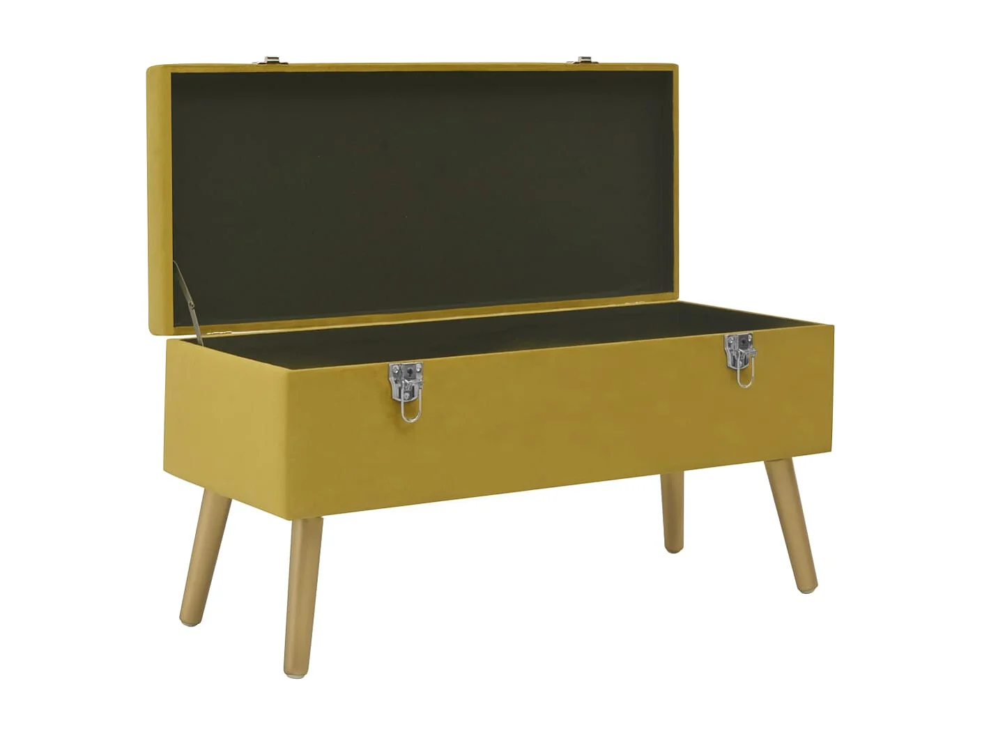 Bank mit Staufach 80cm Senfgelb Samt