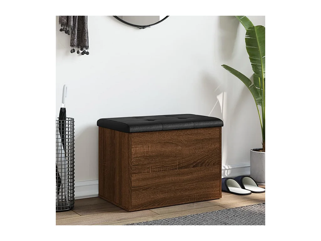 Panca contenitore in rovere marrone 62x42x45 cm in legno ingegnerizzato