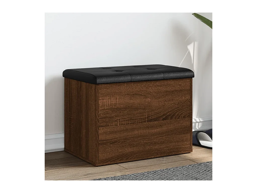 Bruine eikenhouten opbergbank 62x42x45 cm bewerkt hout