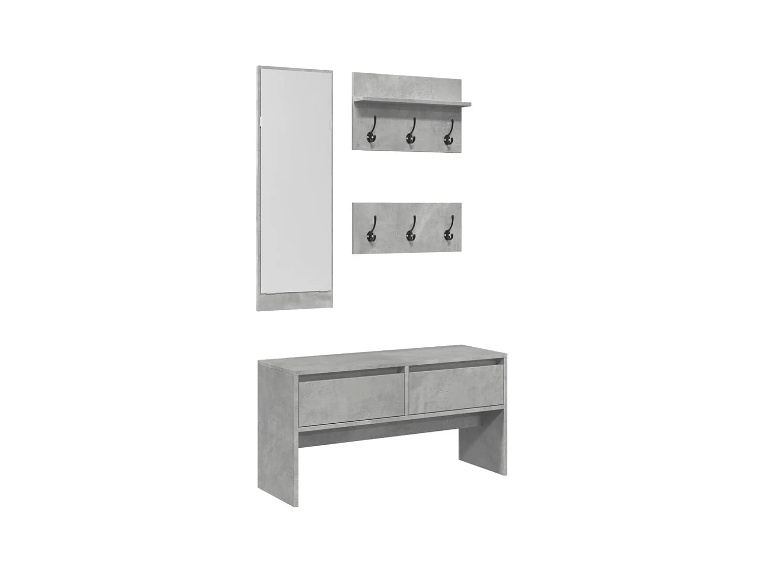 Flurmöbel-Set 4-teilig Grau Beton Holzwerkstoff