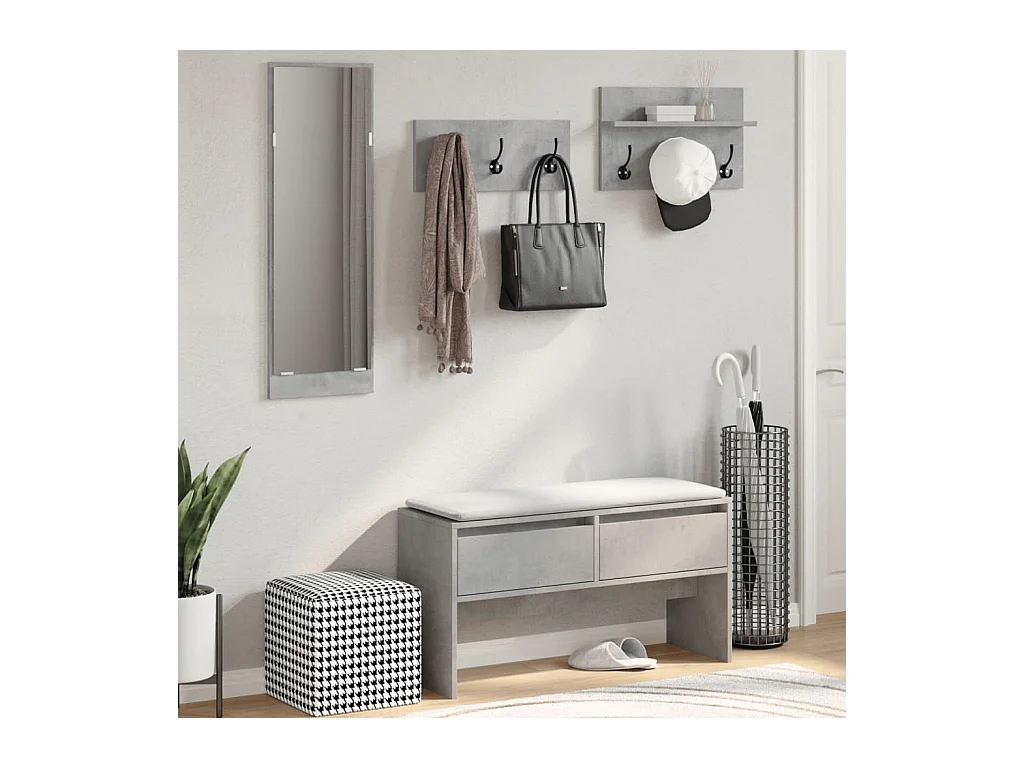 Flurmöbel-Set 4-teilig Grau Beton Holzwerkstoff