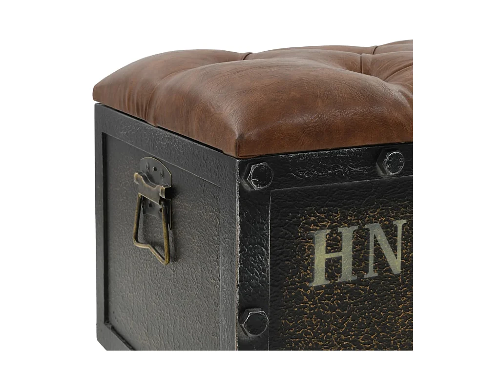 Opbergbank Massief hout en imitatieleer 80,5x41x50 cm