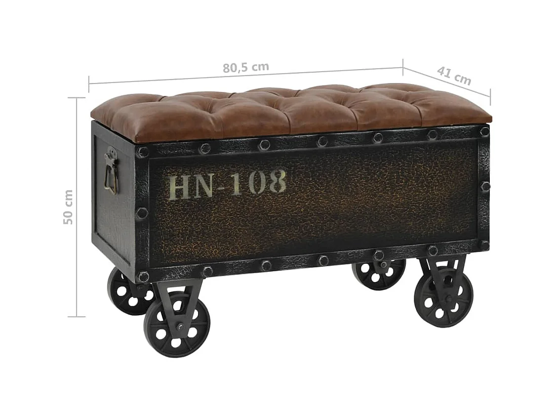 Opbergbank Massief hout en imitatieleer 80,5x41x50 cm