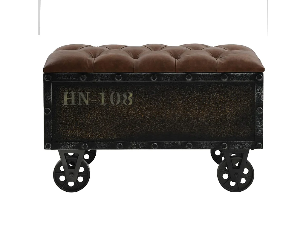 Panca contenitore in legno massello e similpelle 80,5x41x50 cm