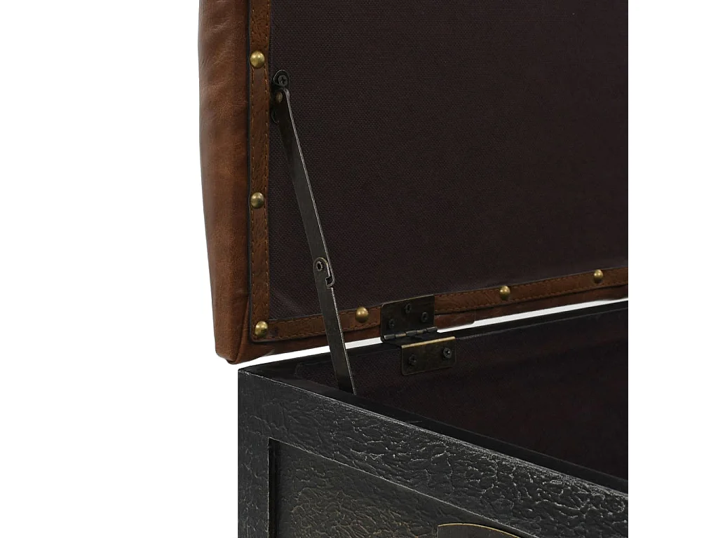 Panca contenitore in legno massello e similpelle 80,5x41x50 cm