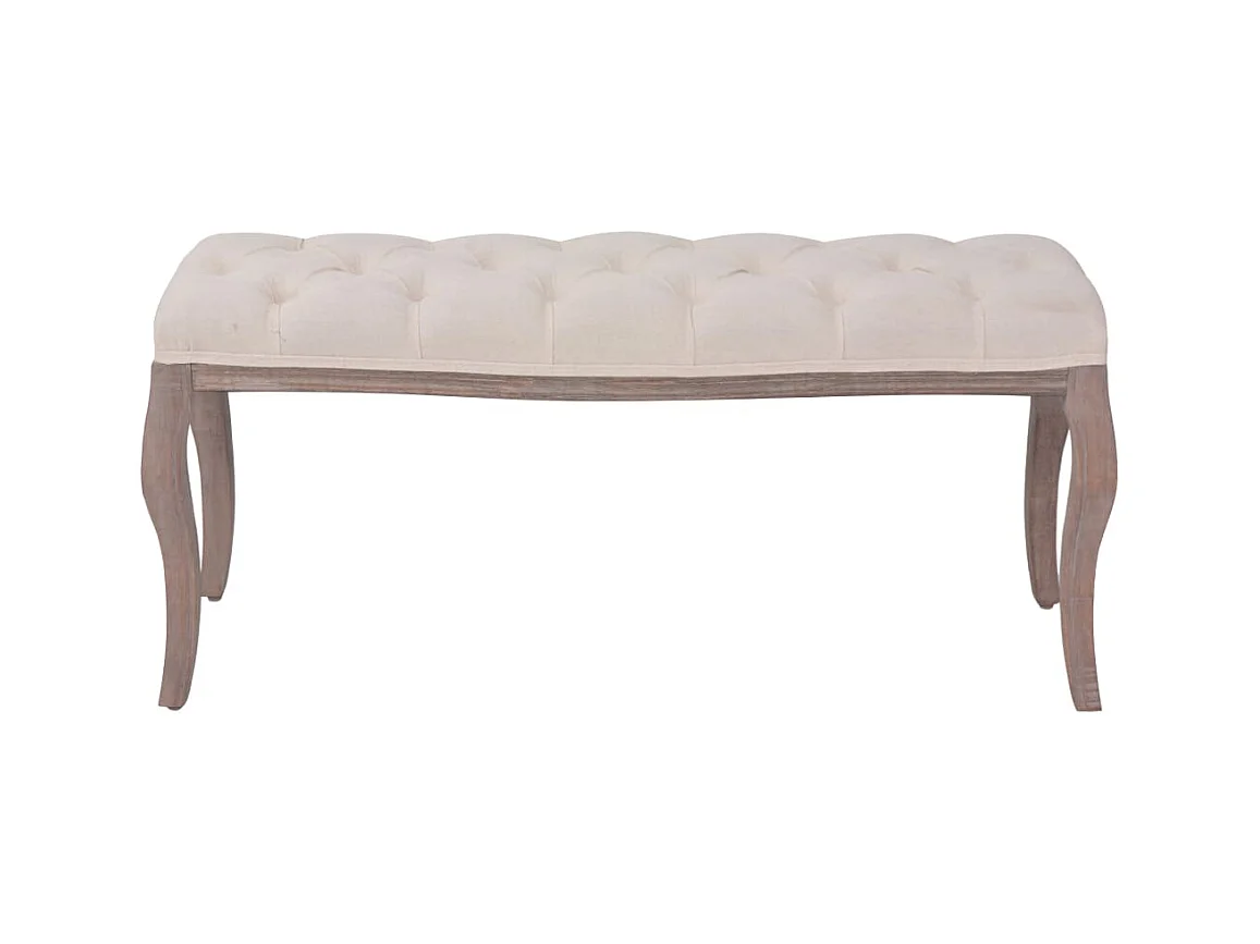 Leinenbank Massivholz 110 x 38 x 48 cm Cremeweiß